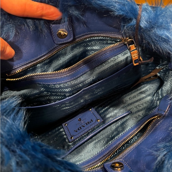 Prada Vibrant Blue Fur Shoulder Bag - Picture 11 of 12